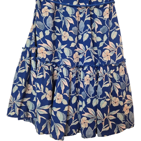 FAHERTY Women Size XS Blue Floral S/SL Button Front Ruffle Dress - Picture 10 of 11